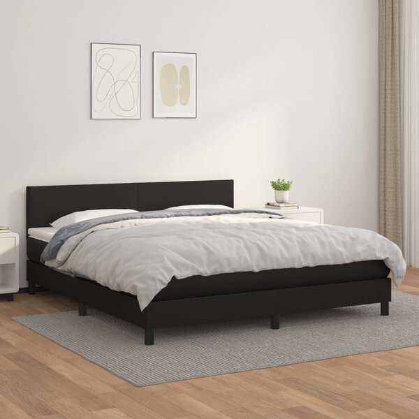 Krevet s oprugama i madracem crni 180 x 200 cm od umjetne kože - Crna / 180 x 200 cm