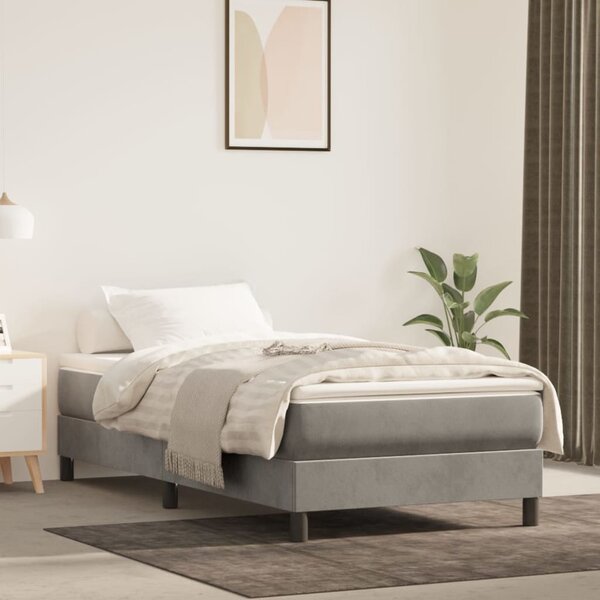 Box spring krevet s madracem svjetlosivi 80 x 200 cm baršunasti - Siva / 80 x 200 cm