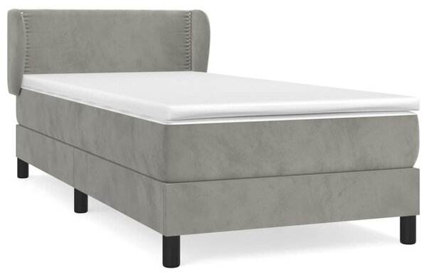 Box spring krevet s madracem svjetlosivi 90x190 cm baršunasti - Siva / 90 x 200 cm
