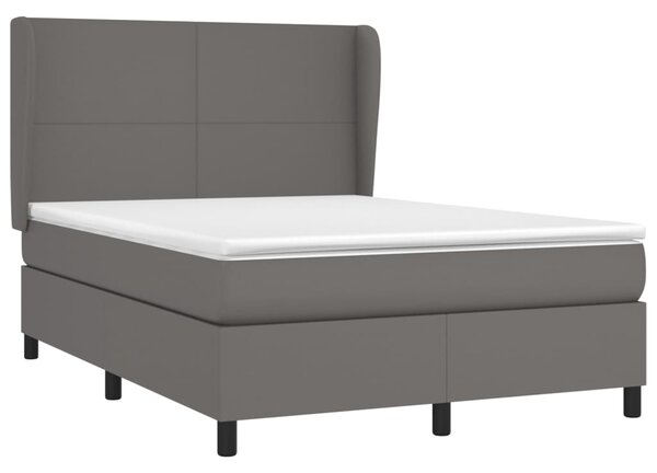 Krevet s oprugama i madracem sivi 140x190 cm od umjetne kože - Siva / 140 x 190 cm