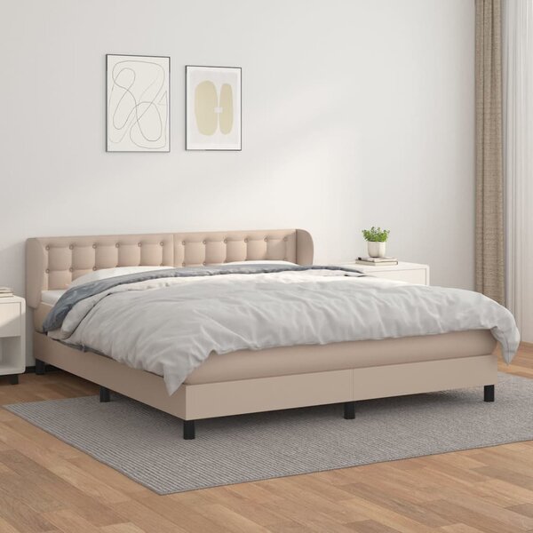 Krevet box spring s madracem cappuccino 180x200 cm umjetna koža - Smeđa / 180 x 200 cm