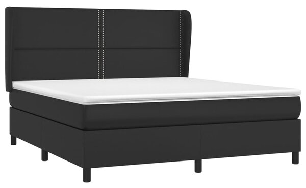 Krevet s oprugama i madracem crni 180 x 200 cm od umjetne kože - Crna / 180 x 200 cm