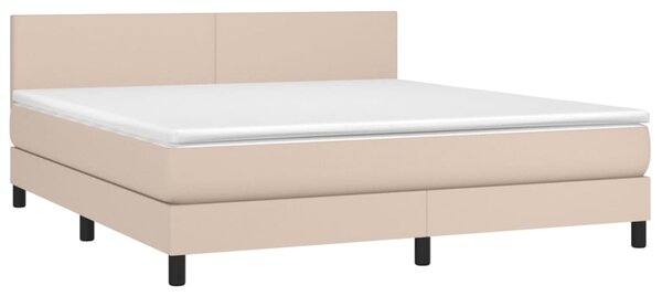 Krevet box spring madrac LED cappuccino 180x200cm umjetna koža - Smeđa / 180 x 200 cm