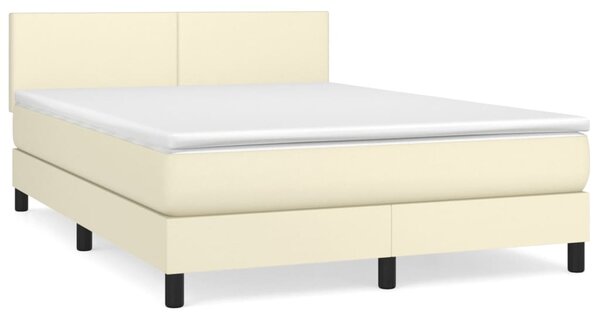 Krevet s oprugama i madracem krem 140 x 190 cm od umjetne kože - Krema / 140 x 190 cm