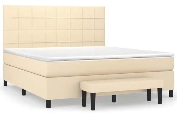 Krevet s oprugama i madracem krem 160x200 cm od tkanine - Krema / 160 x 200 cm