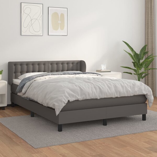 Krevet s oprugama i madracem sivi 140x190 cm od umjetne kože - Siva / 140 x 190 cm