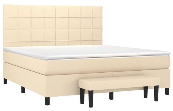 Krevet s oprugama i madracem krem 160x200 cm od tkanine - Krema / 160 x 200 cm