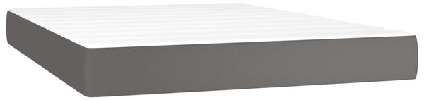Krevet box spring s madracem LED sivi 140x190cm od umjetne kože - Siva / 140 x 190 cm