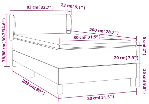 Krevet s oprugama i madracem krem 80 x 200 cm od umjetne kože - Krema / 80 x 200 cm