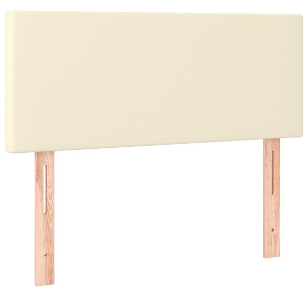Krevet box spring s madracem LED krem 100x200cm od umjetne kože - Krema / 100 x 200 cm