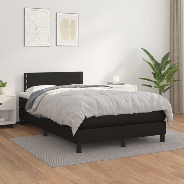 Krevet s oprugama i madracem crni 120 x 200 cm od umjetne kože - Crna / 120 x 200 cm