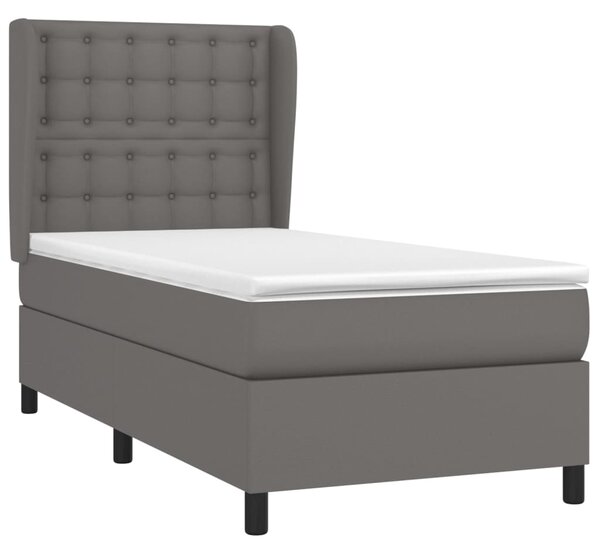 Krevet s oprugama i madracem sivi 100x200 cm od umjetne kože - Siva / 100 x 200 cm