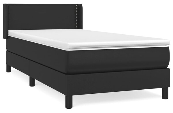 Krevet s oprugama i madracem crni 100x200 cm od umjetne kože - Crna / 100 x 200 cm