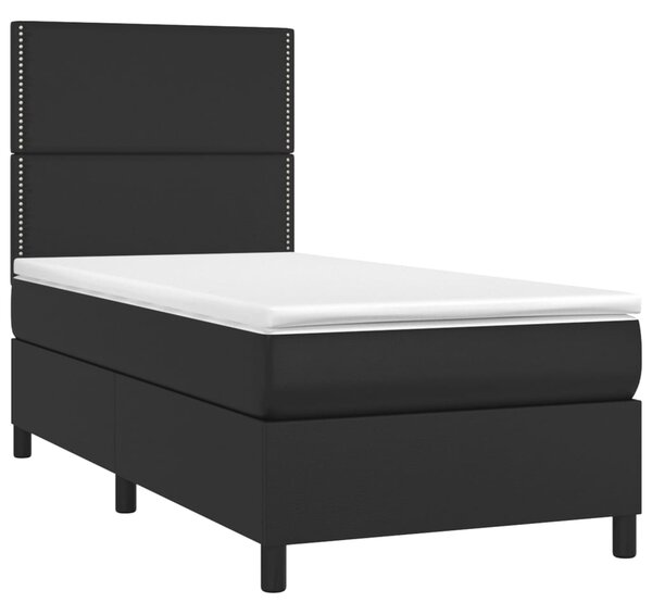 Krevet s oprugama i madracem crni 100x200 cm od umjetne kože - Crna / 100 x 200 cm