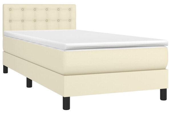Krevet s oprugama i madracem krem 80 x 200 cm od umjetne kože - Krema / 80 x 200 cm