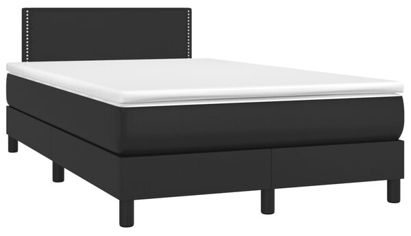 Krevet s oprugama i madracem crni 120 x 200 cm od umjetne kože - Crna / 120 x 200 cm