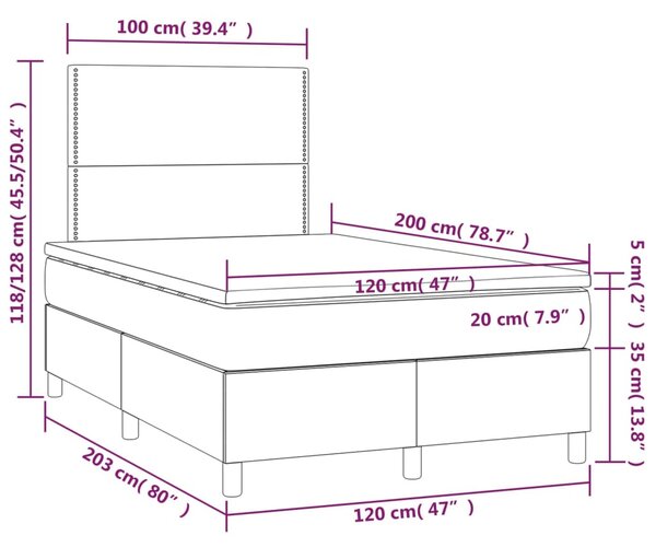 Krevet s oprugama i madracem crni 120 x 200 cm od umjetne kože - Crna / 120 x 200 cm