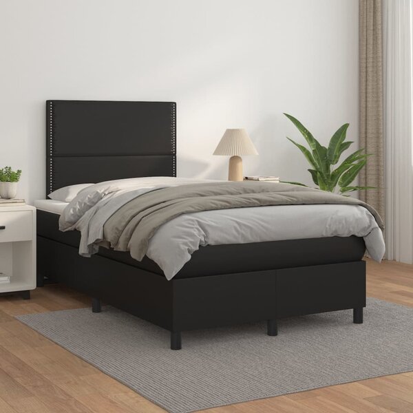 Krevet s oprugama i madracem crni 120 x 200 cm od umjetne kože - Crna / 120 x 200 cm
