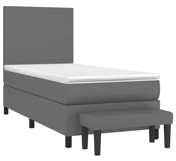 Krevet s oprugama i madracem sivi 100x200 cm od umjetne kože - Siva / 100 x 200 cm