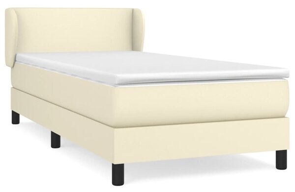 Krevet s oprugama i madracem krem 80 x 200 cm od umjetne kože - Krema / 80 x 200 cm
