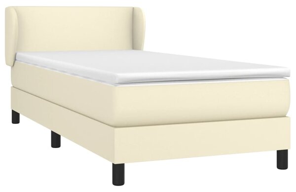 Krevet s oprugama i madracem krem 80 x 200 cm od umjetne kože - Krema / 80 x 200 cm