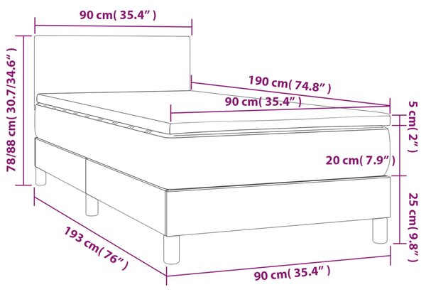 Krevet s oprugama i madracem krem 90 x 190 cm od tkanine - Krema / 90 x 190 cm