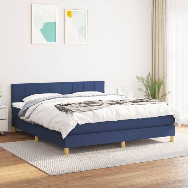 Krevet s oprugama i madracem plavi 160x200 cm od tkanine - Plava / 160 x 200 cm