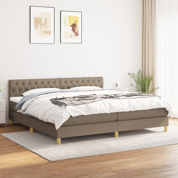 Krevet s oprugama i madracem smeđesivi 200x200 cm od tkanine - Tupe / 200 x 200 cm