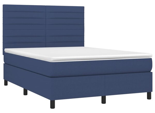 Krevet box spring s madracem LED plavi 140x190 cm od tkanine - Plava / 140 x 190 cm