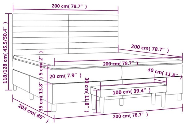 Krevet s oprugama i madracem crni 200x200 cm od tkanine - Crna / 200 x 200 cm