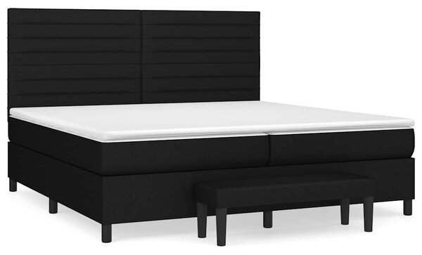 Krevet s oprugama i madracem crni 200x200 cm od tkanine - Crna / 200 x 200 cm