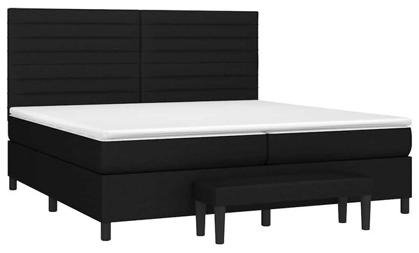 Krevet s oprugama i madracem crni 200x200 cm od tkanine - Crna / 200 x 200 cm