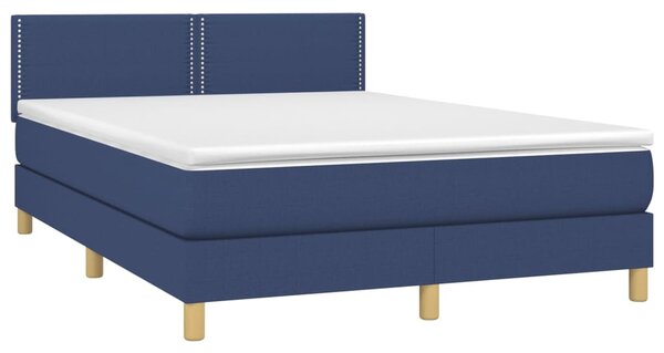Krevet s oprugama i madracem plavi 140 x 190 cm od tkanine - Plava / 140 x 190 cm
