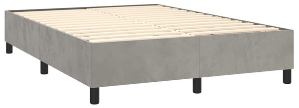 Krevet s oprugama i madracem svjetlosivi 140x190 cm baršunasti - Siva / 140 x 190 cm