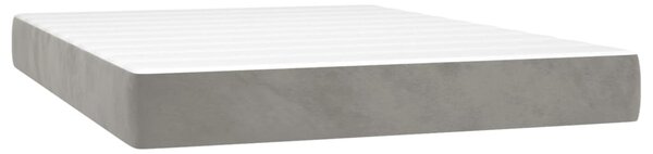 Krevet s oprugama i madracem svjetlosivi 140x190 cm baršunasti - Siva / 140 x 190 cm