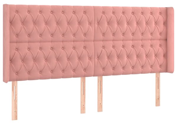 Krevet box spring s madracem LED ružičasti 200x200cm baršunasti - Ružičasti / 200 x 200 cm