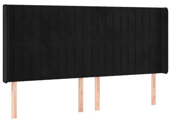 Krevet box spring s madracem LED crni 160x200 cm baršun - Crna / 160 x 200 cm