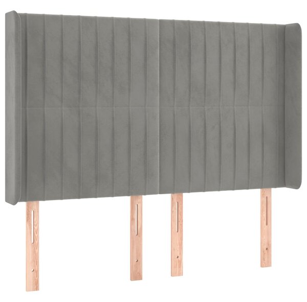 Krevet box spring s madracem LED svjetlosivi 140x200 cm baršun - Siva / 140 x 200 cm
