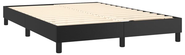 Krevet box spring s madracem LED crni 140x200cm od umjetne kože - Crna / 140 x 200 cm