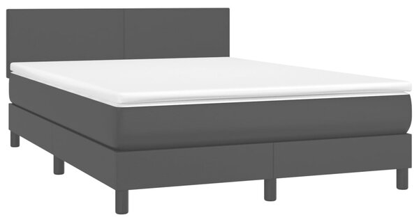 Krevet box spring s madracem LED crni 140x200cm od umjetne kože - Crna / 140 x 200 cm