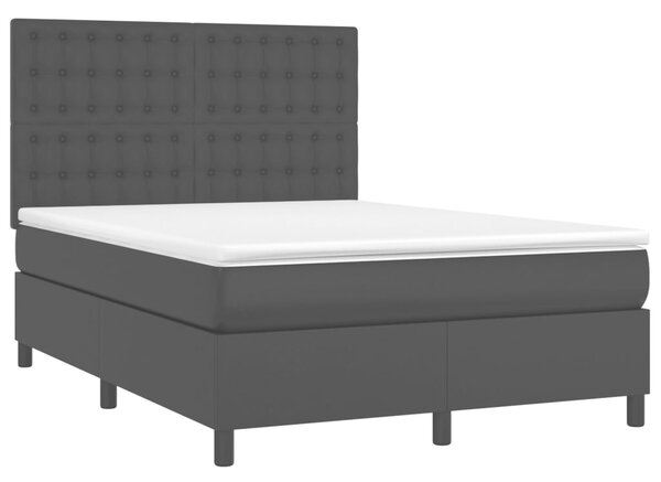 Krevet box spring s madracem LED crni 140 x 190 cm umjetna koža - Crna / 140 x 190 cm