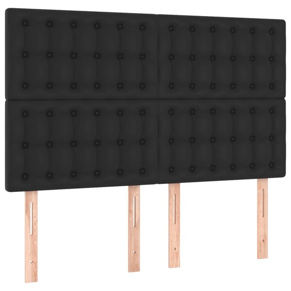Krevet s oprugama i madracem crni 140 x 190 cm od umjetne kože - Crna / 140 x 190 cm
