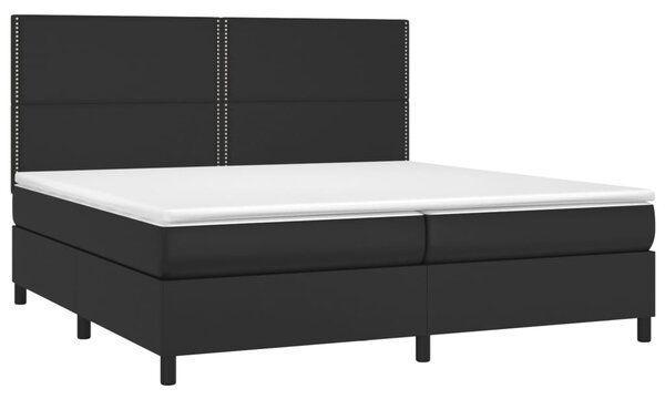 Krevet box spring s madracem LED crni 200x200cm od umjetne kože - Crna / 200 x 200 cm