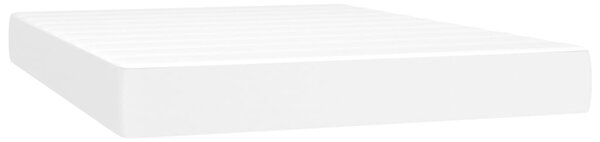 Krevet box spring s madracem LED bijeli 140x190 cm umjetna koža - Bijela / 140 x 190 cm
