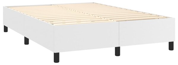 Krevet box spring s madracem LED bijeli 140x190 cm umjetna koža - Bijela / 140 x 190 cm