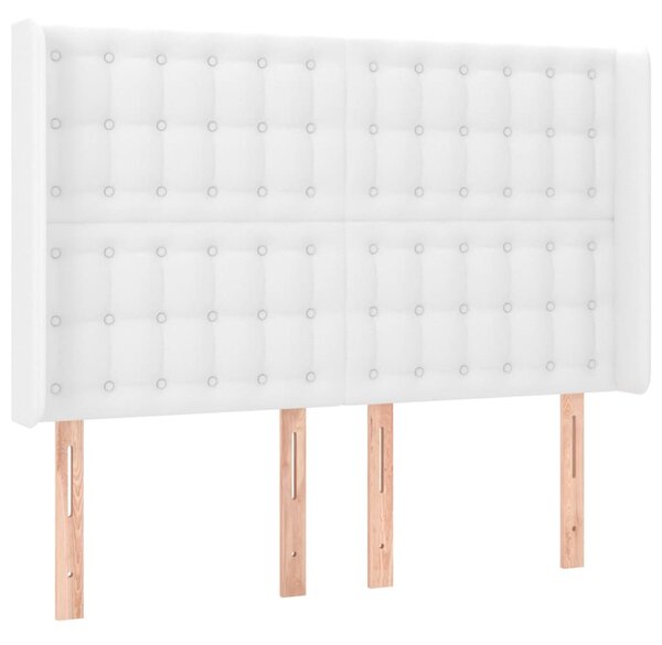 Krevet box spring s madracem LED bijeli 140x190 cm umjetna koža - Bijela / 140 x 190 cm