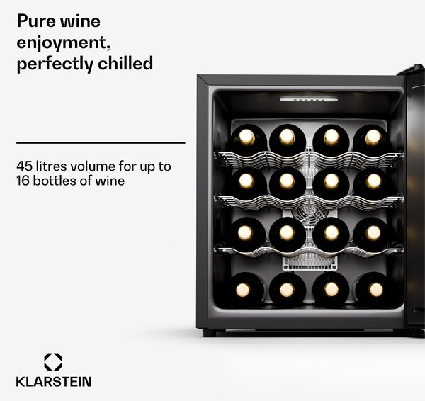 Klarstein Tiho Vino 16 Uno, Hladnjak za vino, 1 zona / 16 boca