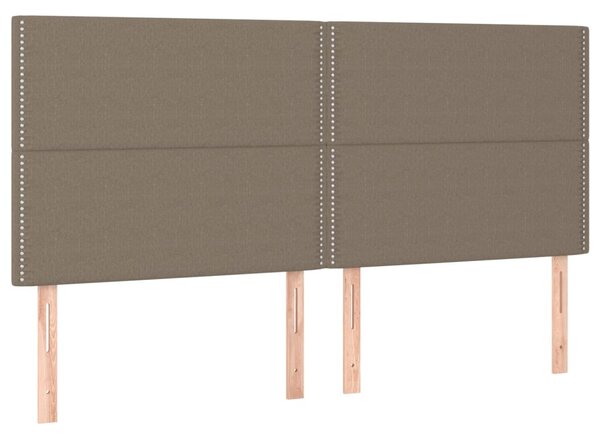 Krevet box spring s madracem LED smeđesivi 180x200 cm tkanina - Tupe / 180 x 200 cm