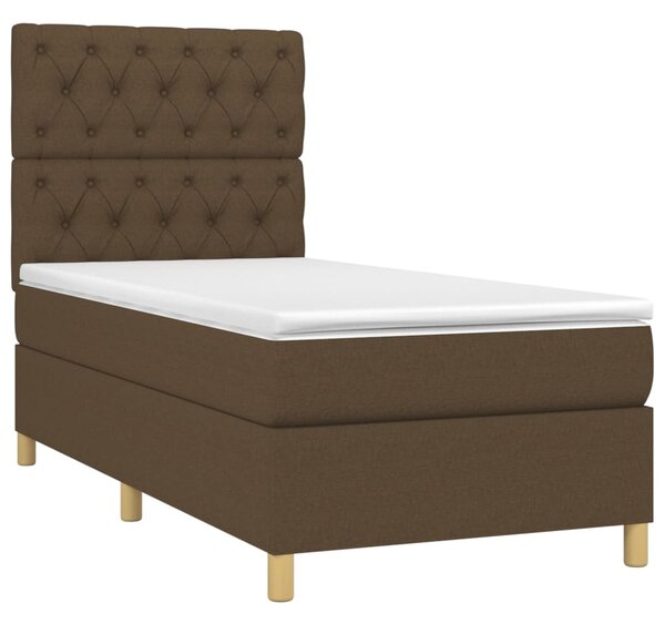Krevet box spring s madracem LED tamnosmeđi 80 x 200 cm tkanina - Smeđa / 80 x 200 cm