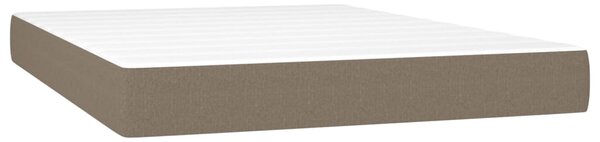 Krevet box spring s madracem LED smeđesivi 140x200 cm tkanina - Tupe / 140 x 200 cm